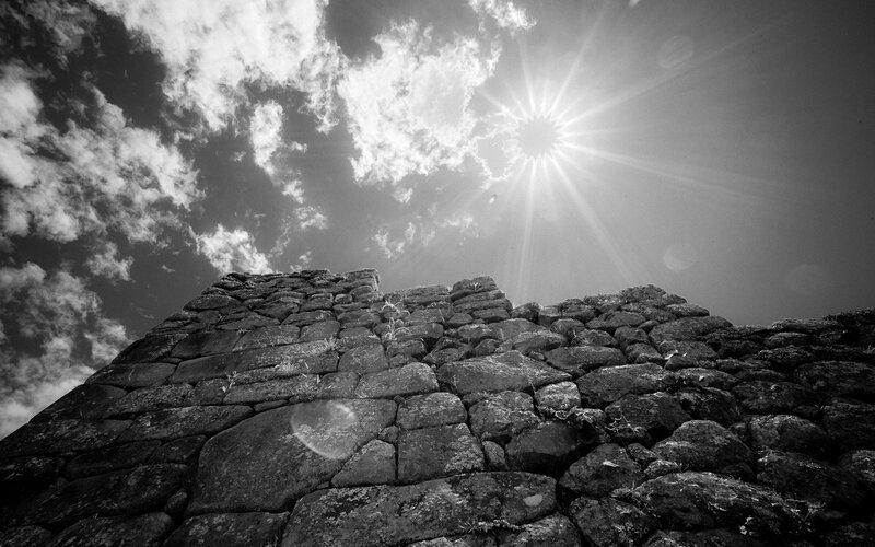 ancient stone wall under sun