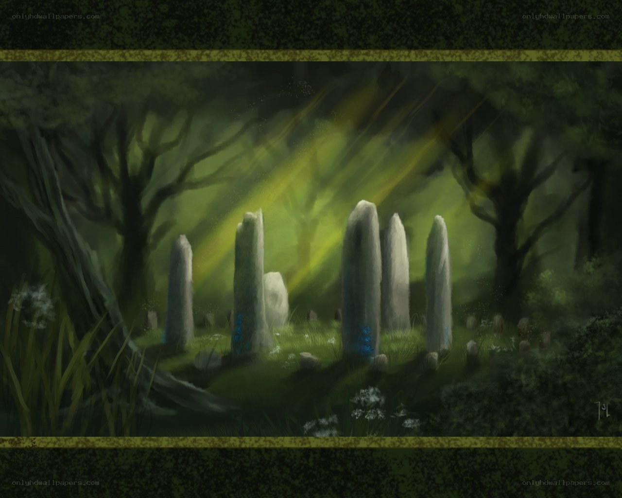 ancient stones in a forest