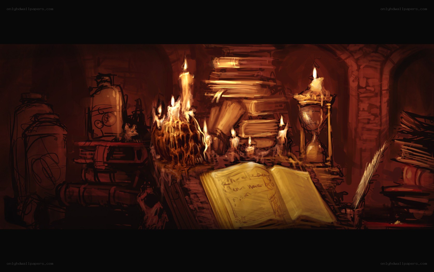 ancient study with candles