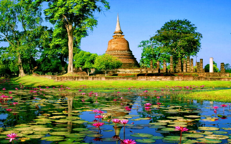 Ancient Stupa with Lotus Pond