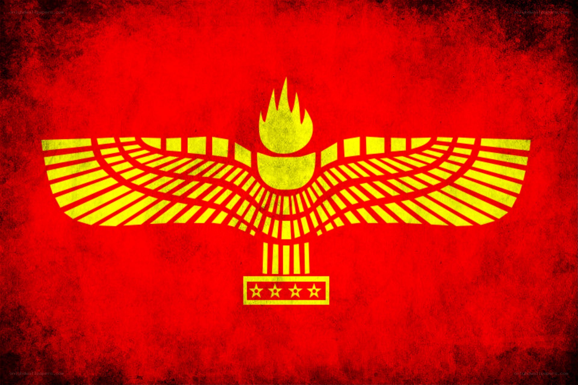 ancient symbol on red background
