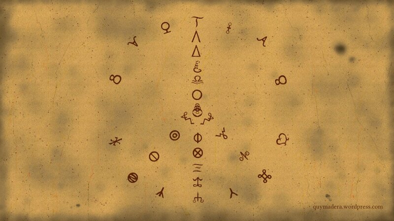 ancient symbols on parchment