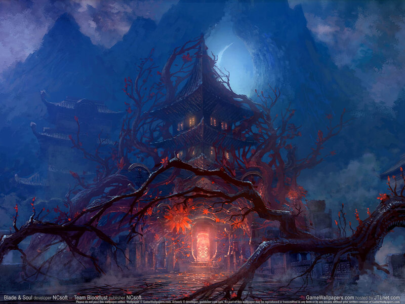 Ancient Temple at Night — Blue, Dramatic