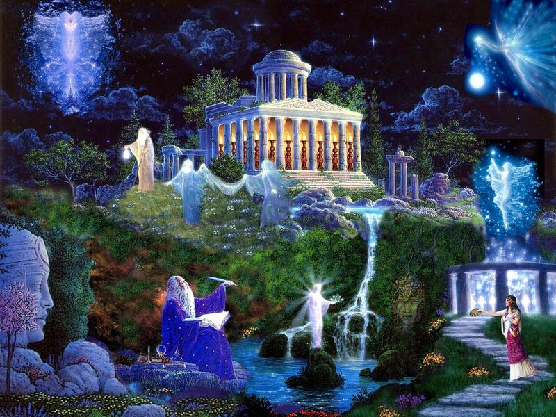 Ancient Temple at Night — Blue, Mystical