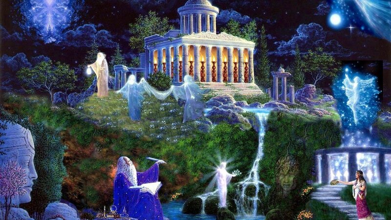 Ancient Temple at Night — Blue