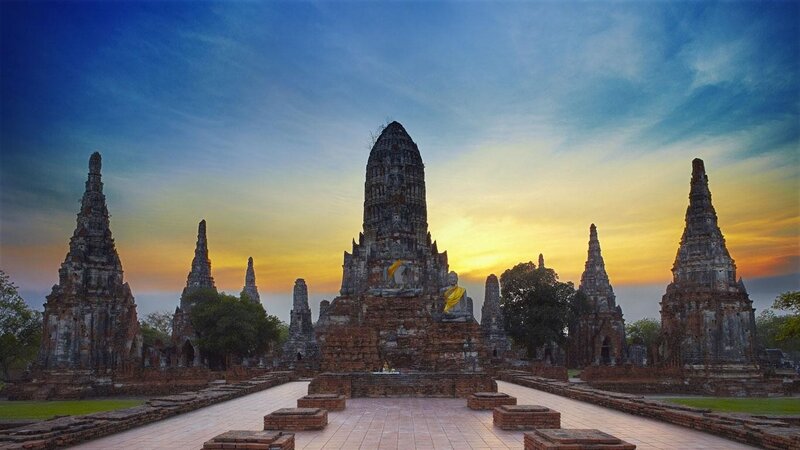 ancient temple at sunset