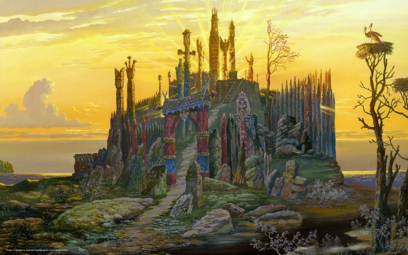 ancient temple at sunset