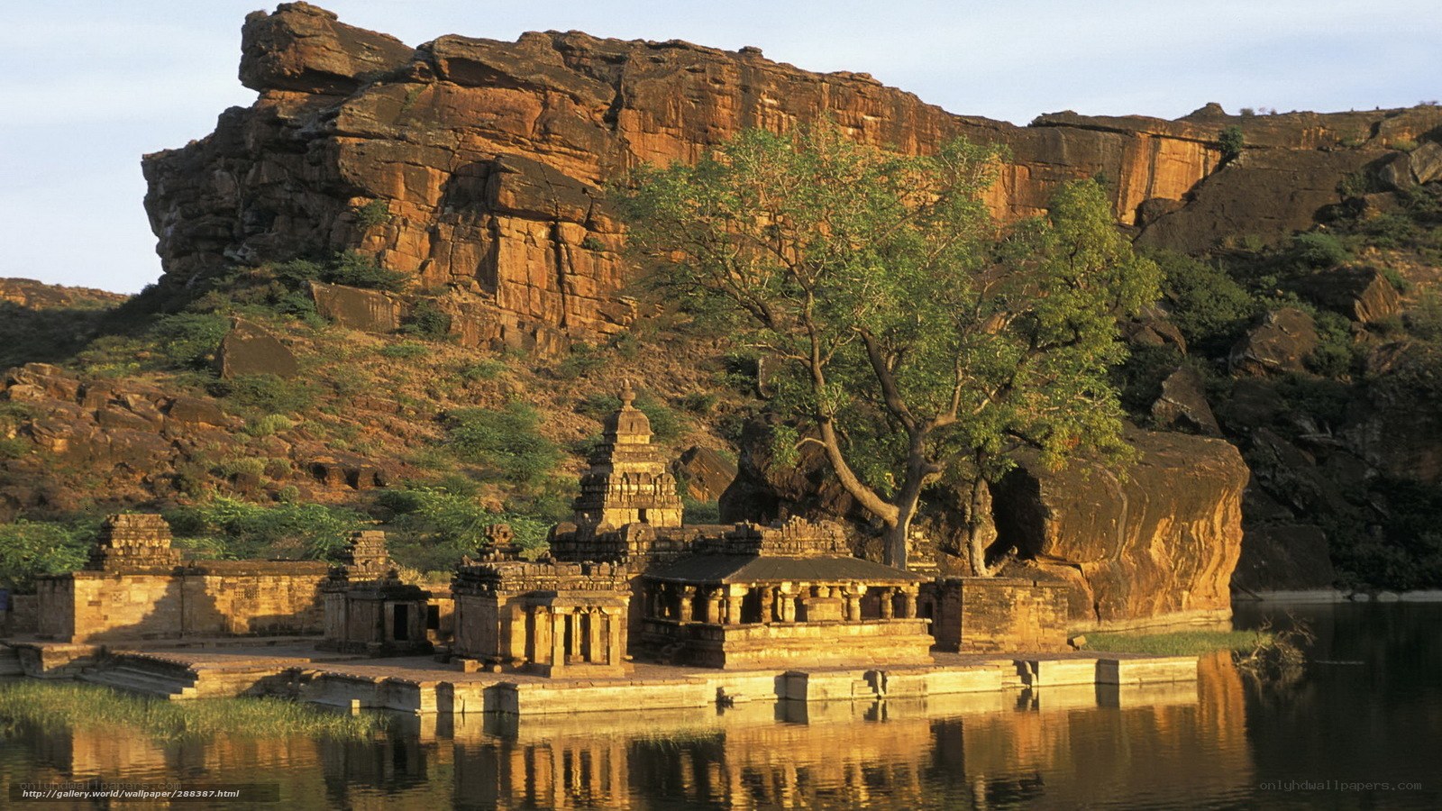 ancient temple by the lake