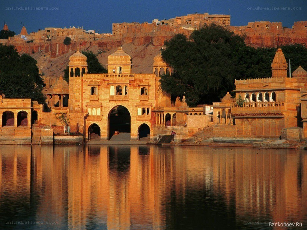 ancient temple by the lake