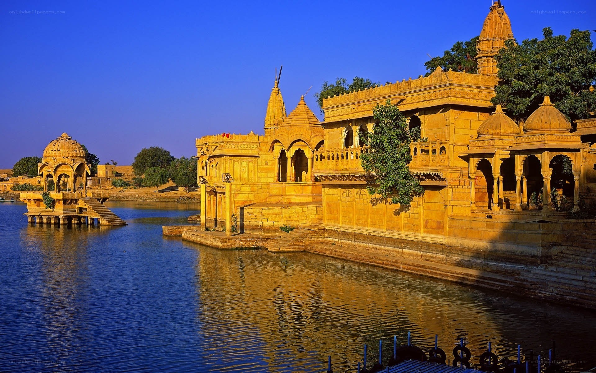 ancient temple by the lake