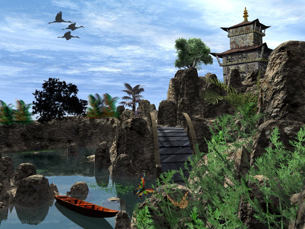 ancient temple by the lake