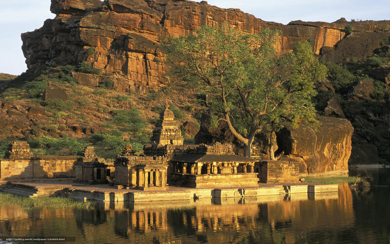 ancient temple by the lake