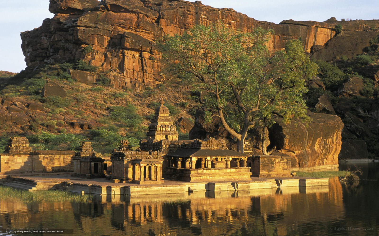 ancient temple by the lake