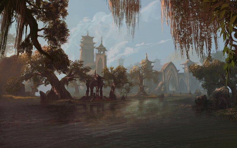 Ancient Temple by Water — Brown