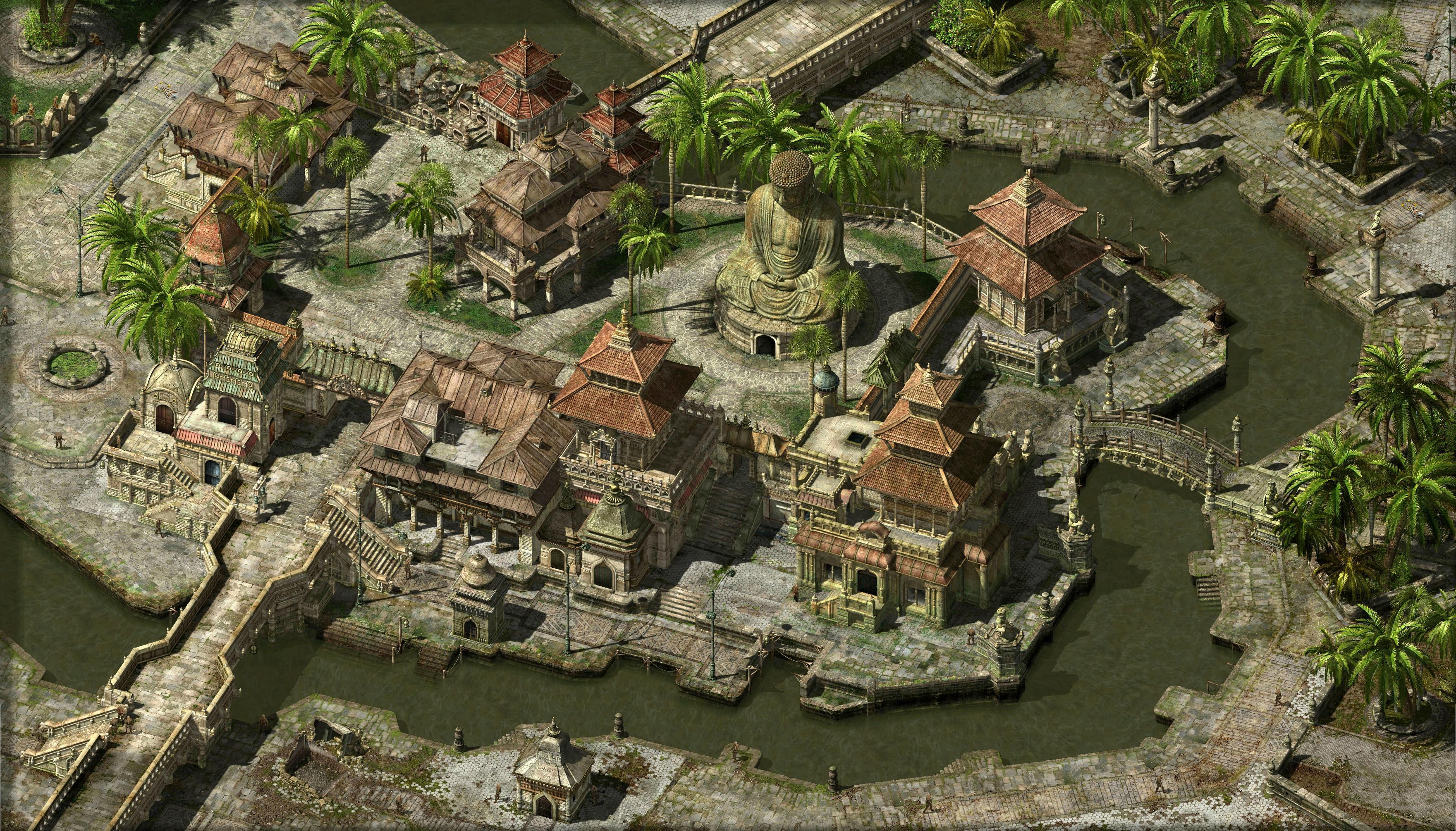 ancient temple city with Buddha statue