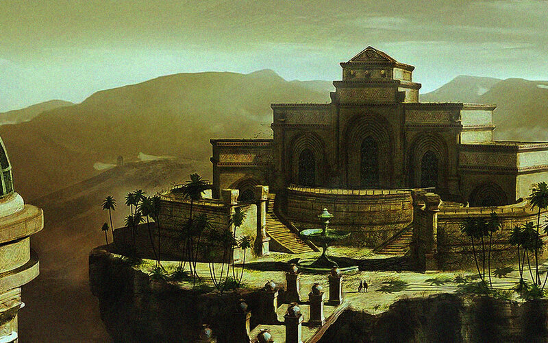 Ancient Temple Complex — Brown, Dramatic