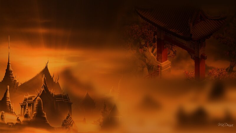 Ancient Temple Complex — Orange, Dramatic