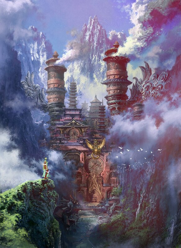 Ancient Temple Complex — Purple, Dramatic, Digital Art