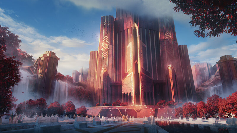 Ancient Temple Complex — Red, Serene, Afternoon