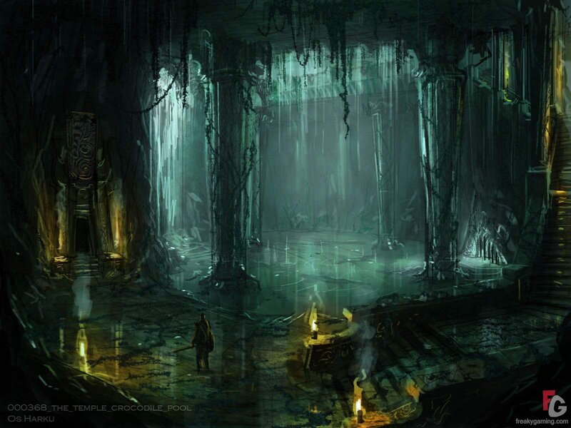 ancient temple crocodile pool