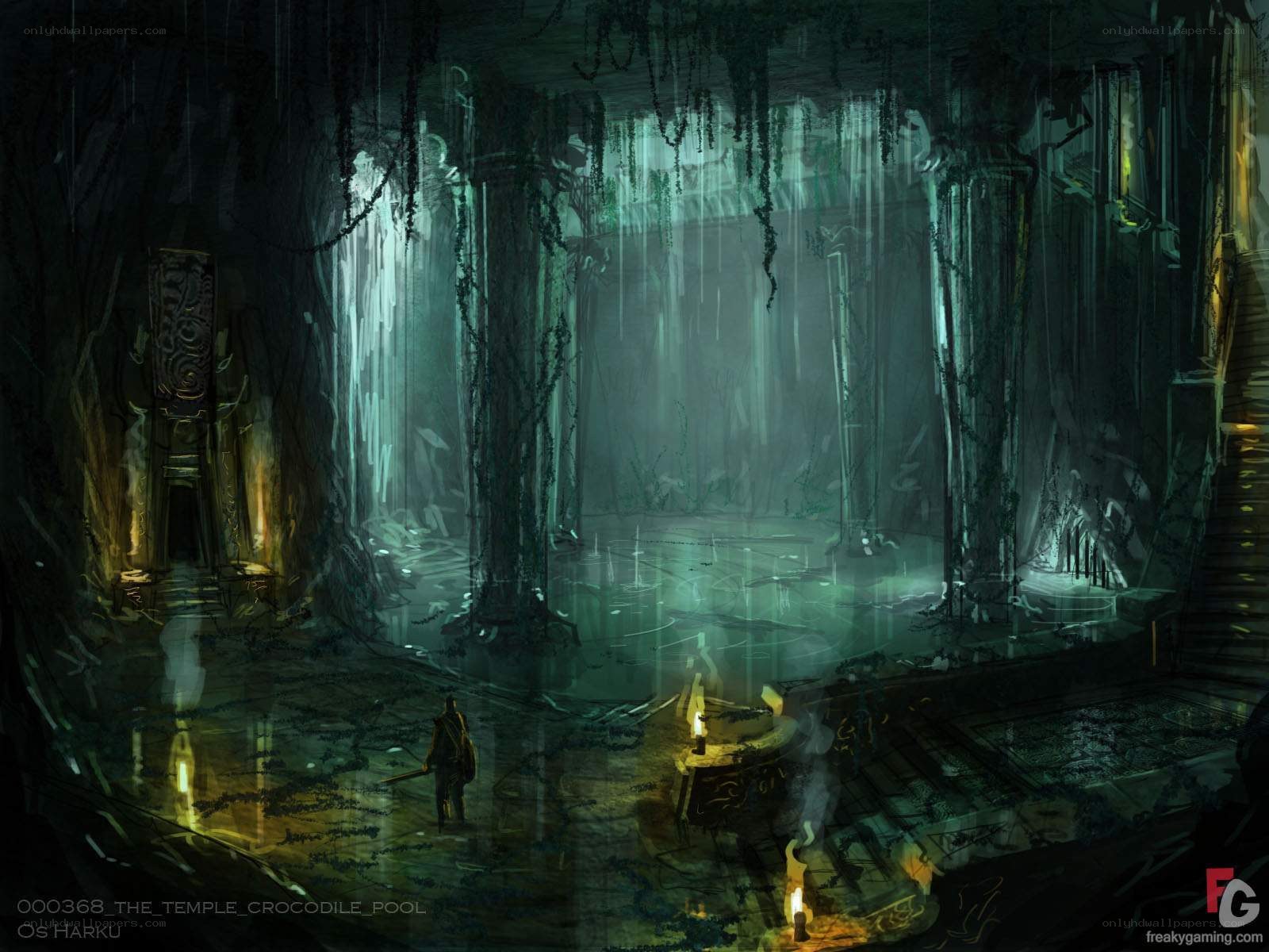 ancient temple crocodile pool