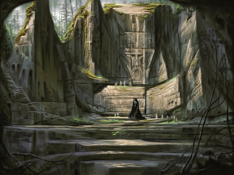 ancient temple in a forest