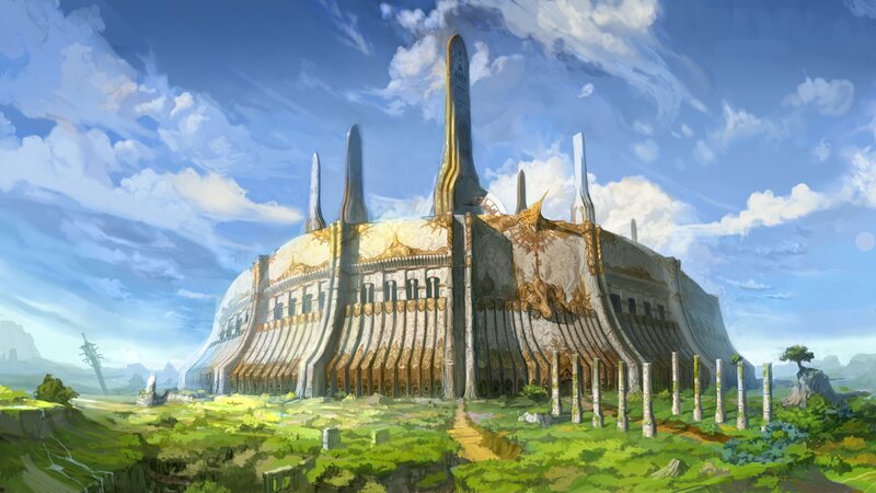 ancient temple in a green valley