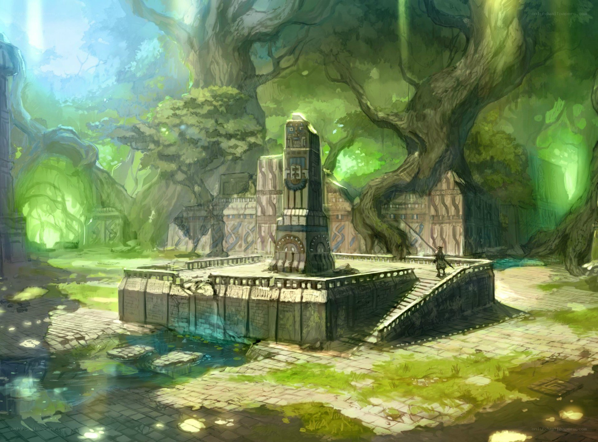 ancient temple in a lush forest