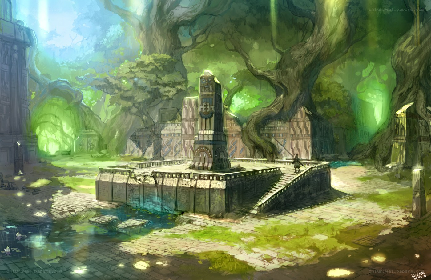 ancient temple in a lush forest
