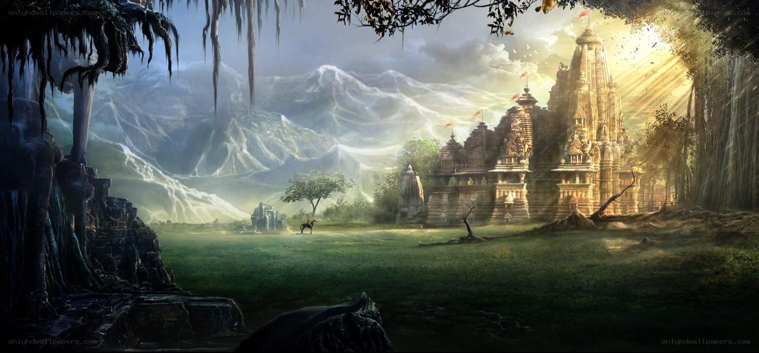 Ancient temple in a mystical valley