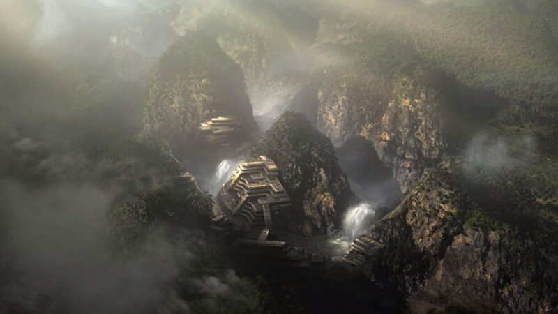 Ancient Temple in Canyon — Green