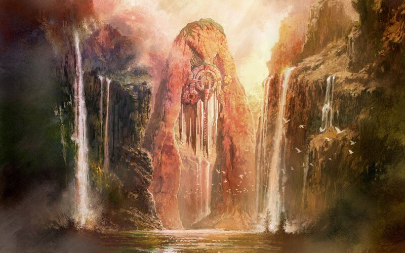 Ancient Temple in Canyon — Orange, Dramatic