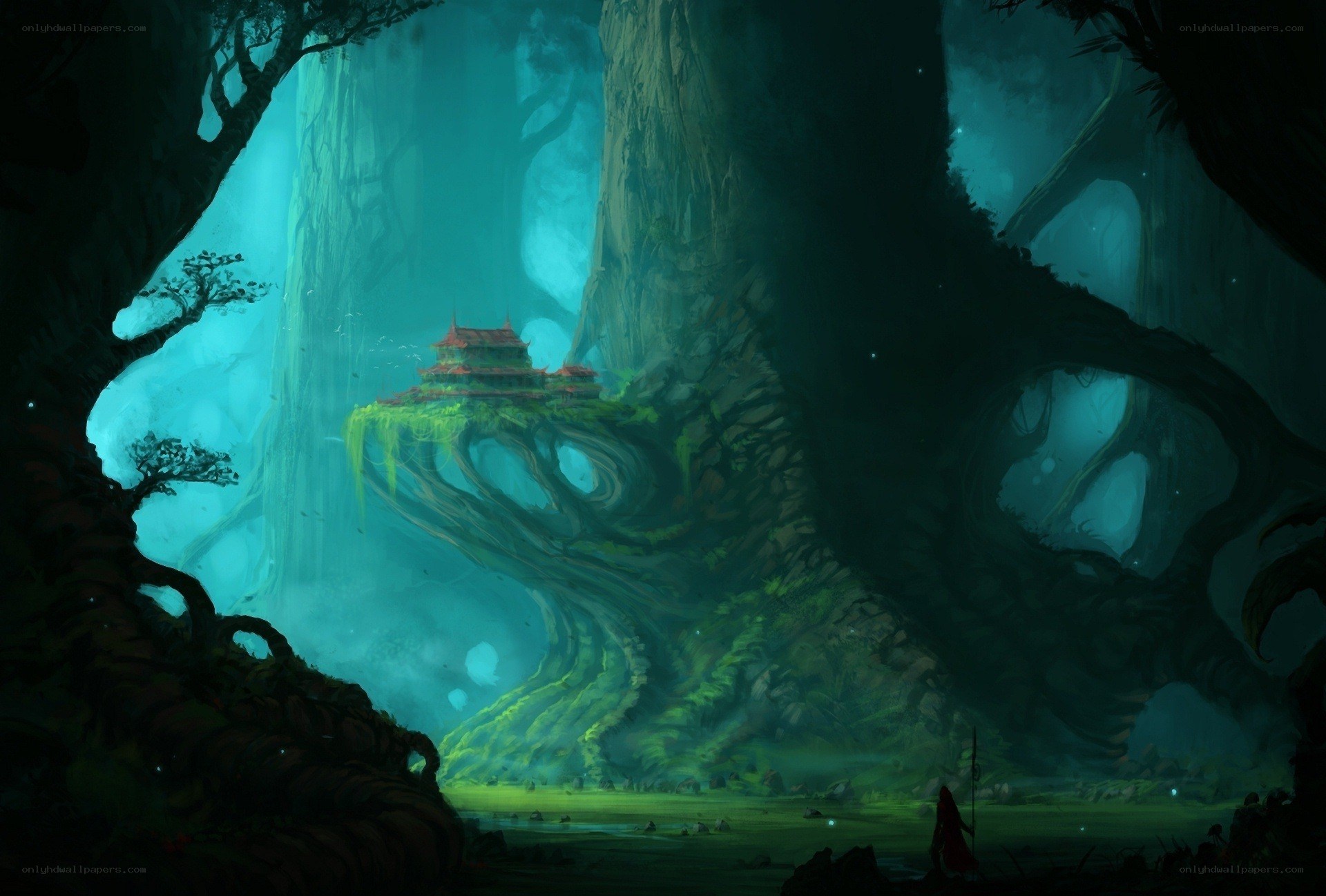 ancient temple in giant tree