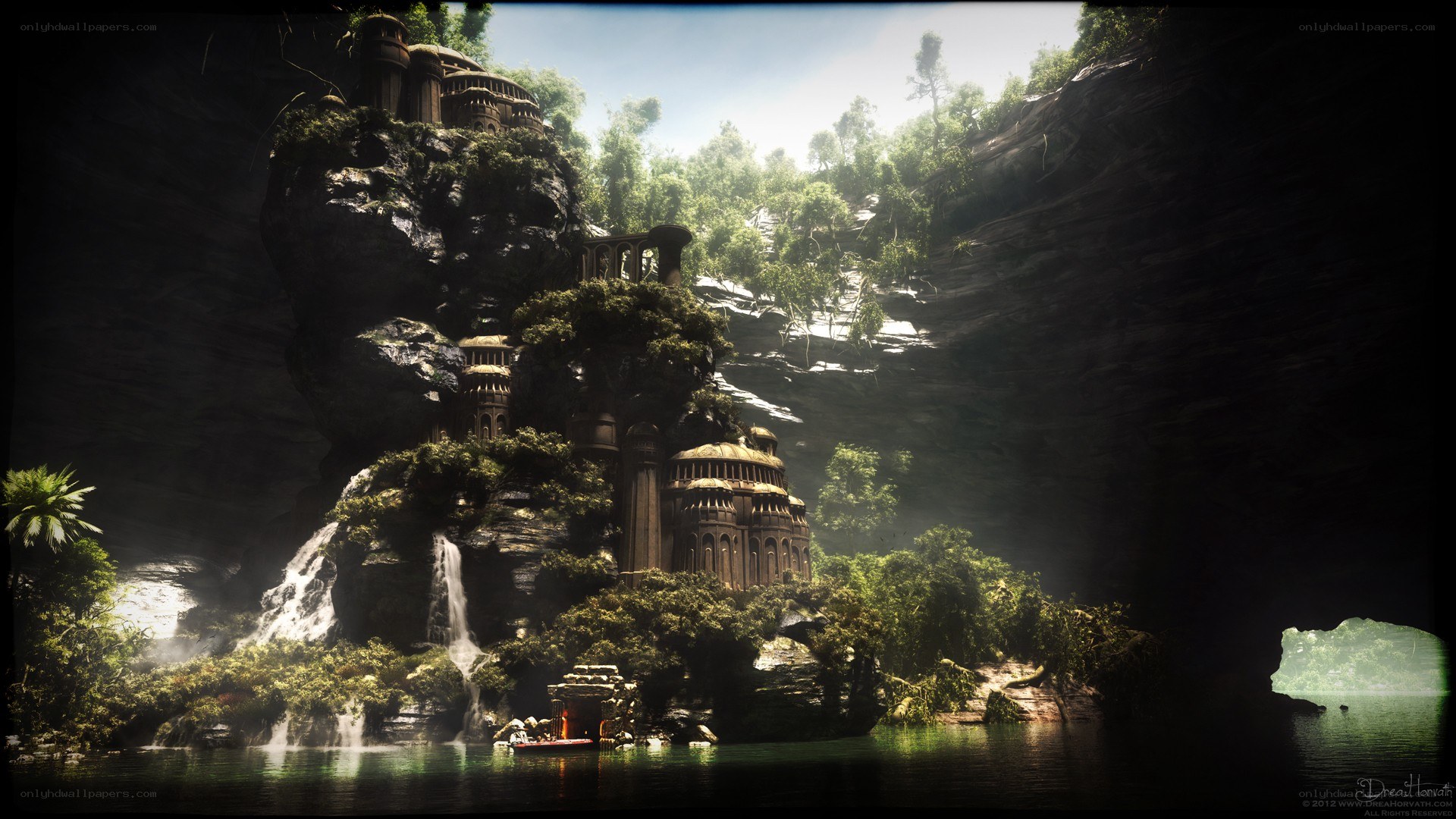 ancient temple in jungle canyon