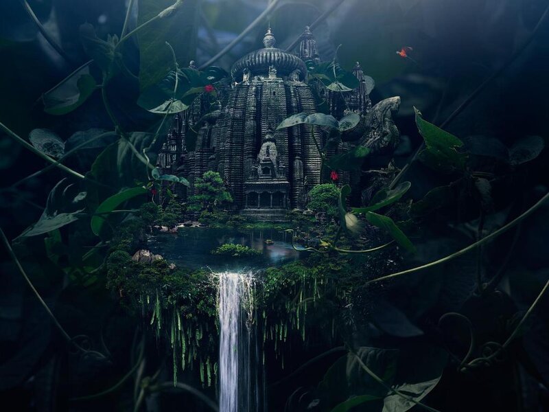 Ancient Temple in Jungle — Green, Mysterious, Night
