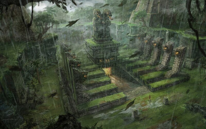 Ancient Temple in Jungle — Green