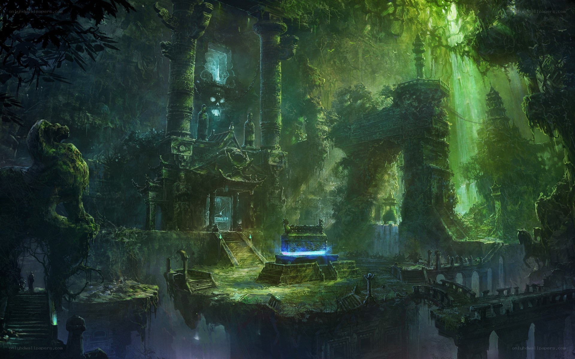 ancient temple in jungle ruins
