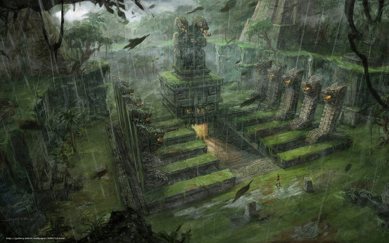 Ancient temple in jungle ruins