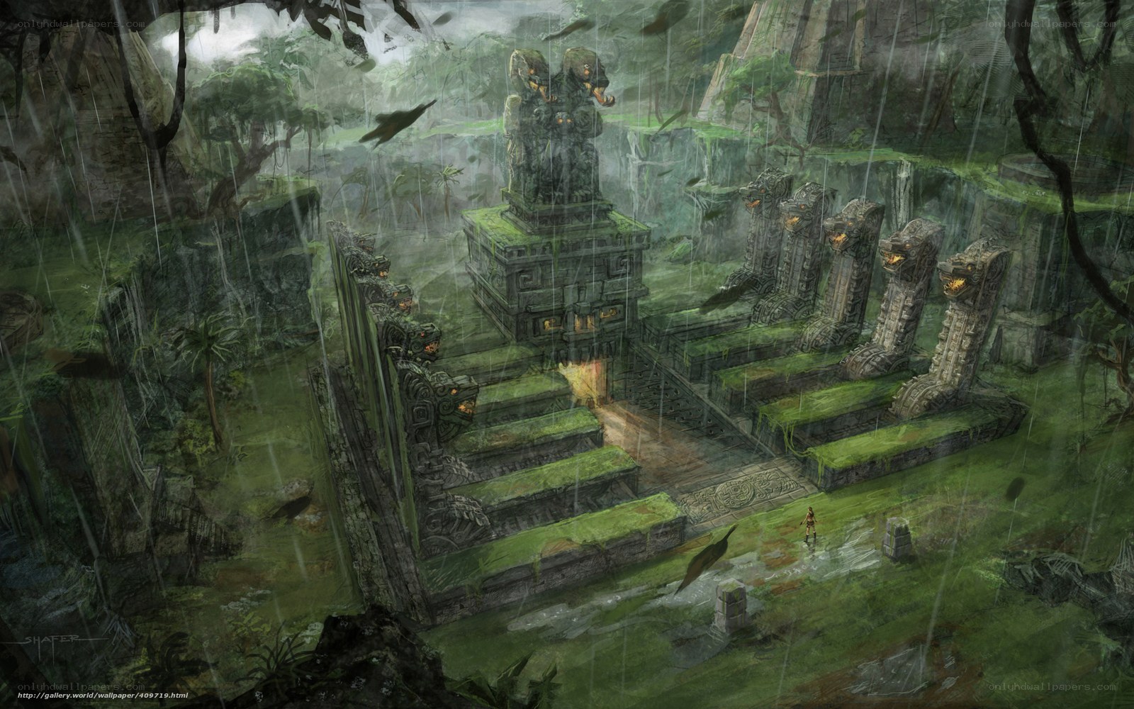 Ancient temple in jungle ruins