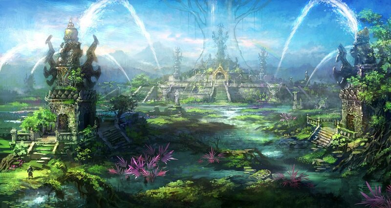 ancient temple in lush valley