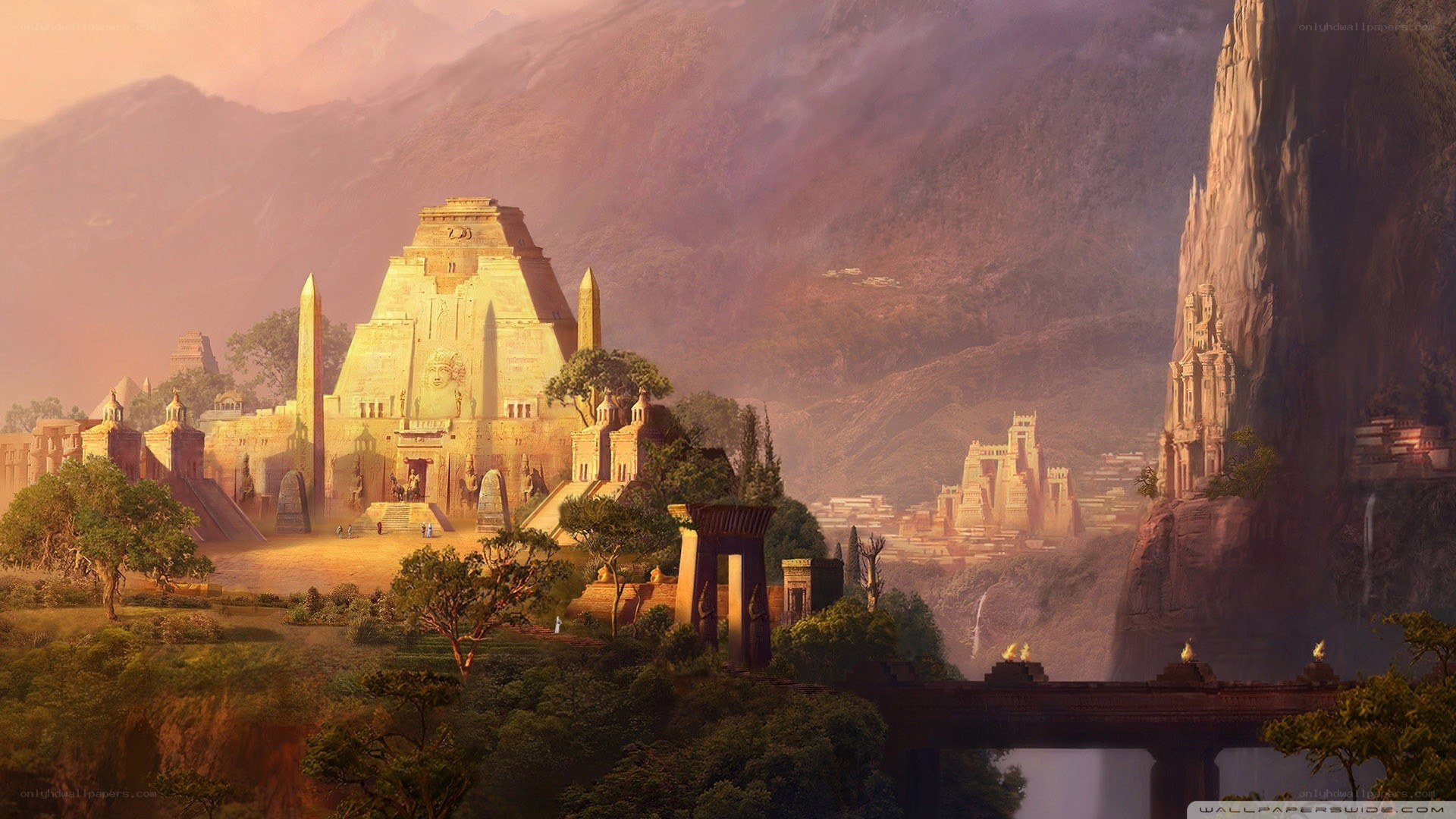 ancient temple in mountain valley