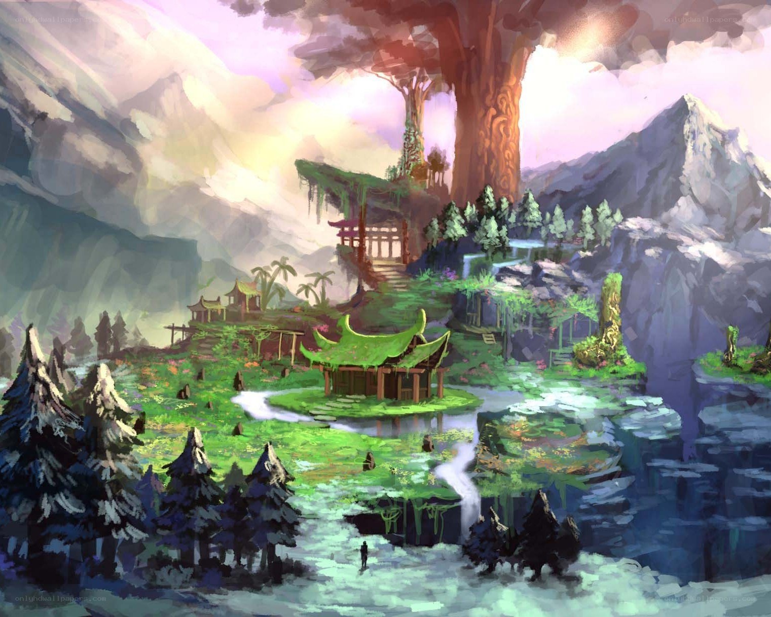 ancient temple in mountain valley