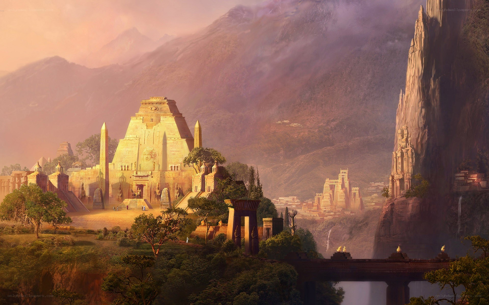 ancient temple in mountain valley