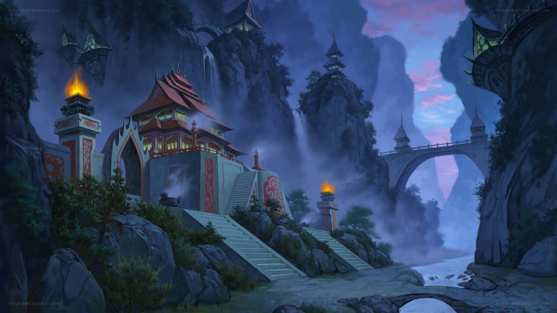 ancient temple in mountain valley