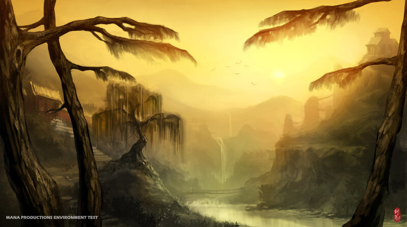 Ancient Temple in Mountain Valley — Yellow