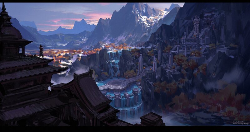 Ancient Temple in Mountains — Blue, Dramatic