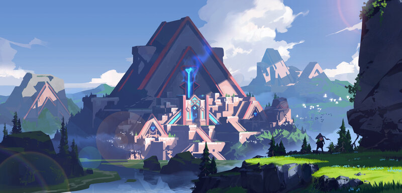Ancient Temple in Mountains — Blue, Serene