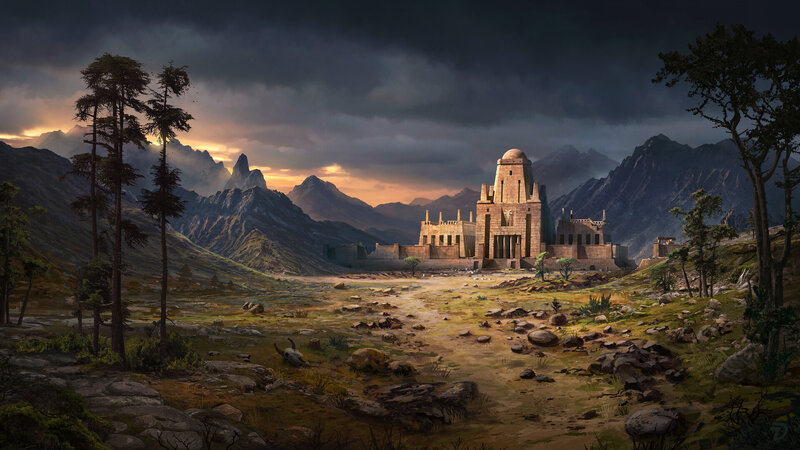 Ancient Temple in Mountains — Brown