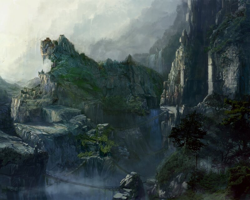 Ancient Temple in Mountains — Green, Dramatic
