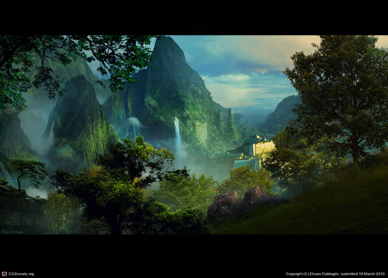 Ancient Temple in Mountains — Green